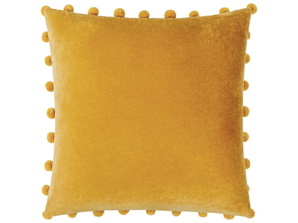 Serengeti Cotton Accent Pillow with Pom Poms