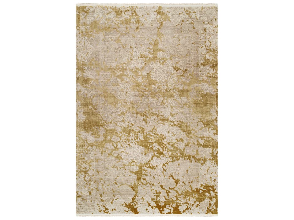 Solar Rectangle Area Rug Viscose Acrylic Blend in Tan with Fringe