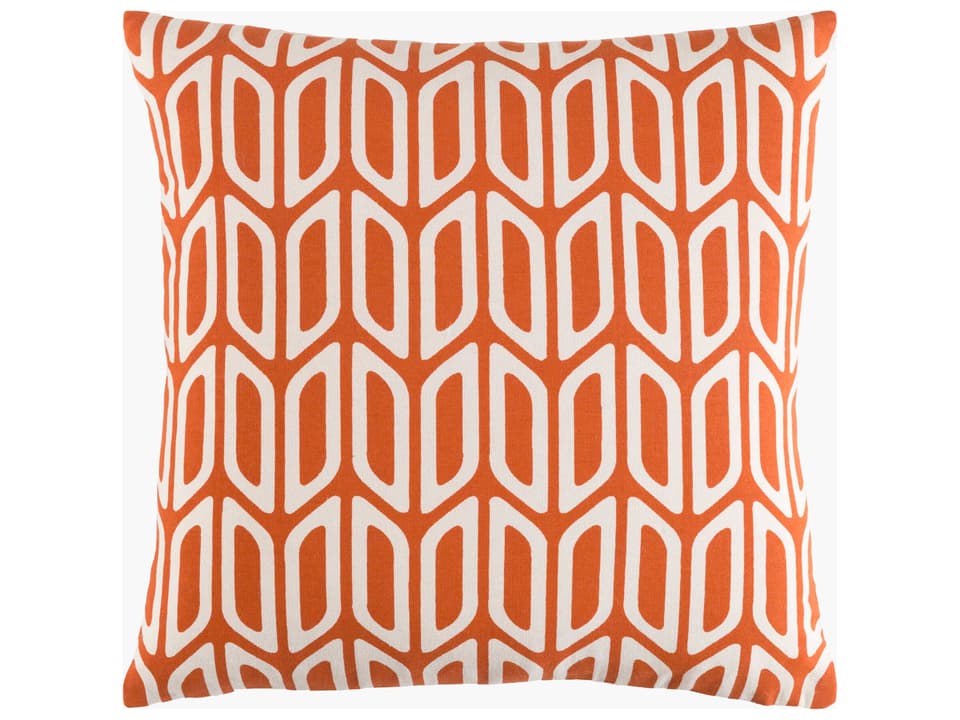 Trudy 18-Inch Cotton Accent Pillow in Burnt Orange and Cream