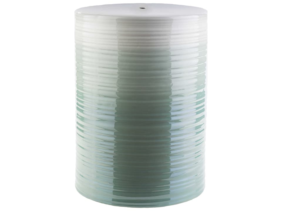 Waverly Ceramic Accent Stool in White Sage Seafoam Green