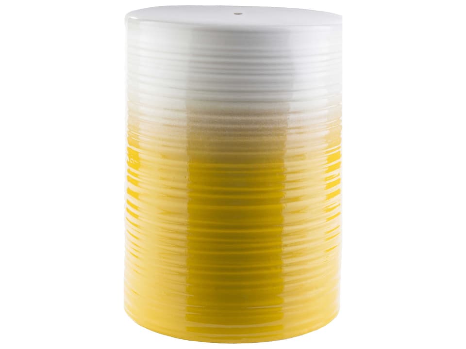 Waverly Modern Ceramic Outdoor Garden Stool in Yellow and Tan