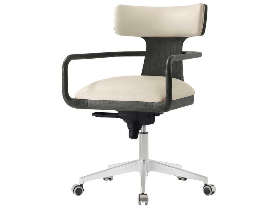Repose Charcoal Oak Leather Adjustable Office Chair