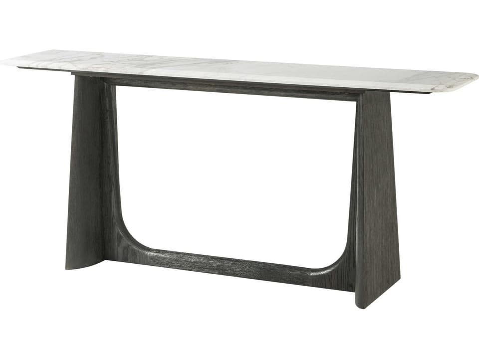 Repose Rectangle Console Table with Quartz Top and Charcoal Oak Finish