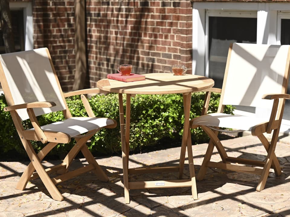 Riviera Sling Natural Teak Patio Dining Set