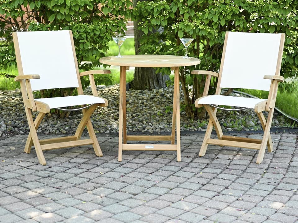 Riviera Sling Natural Teak Outdoor Dining Set