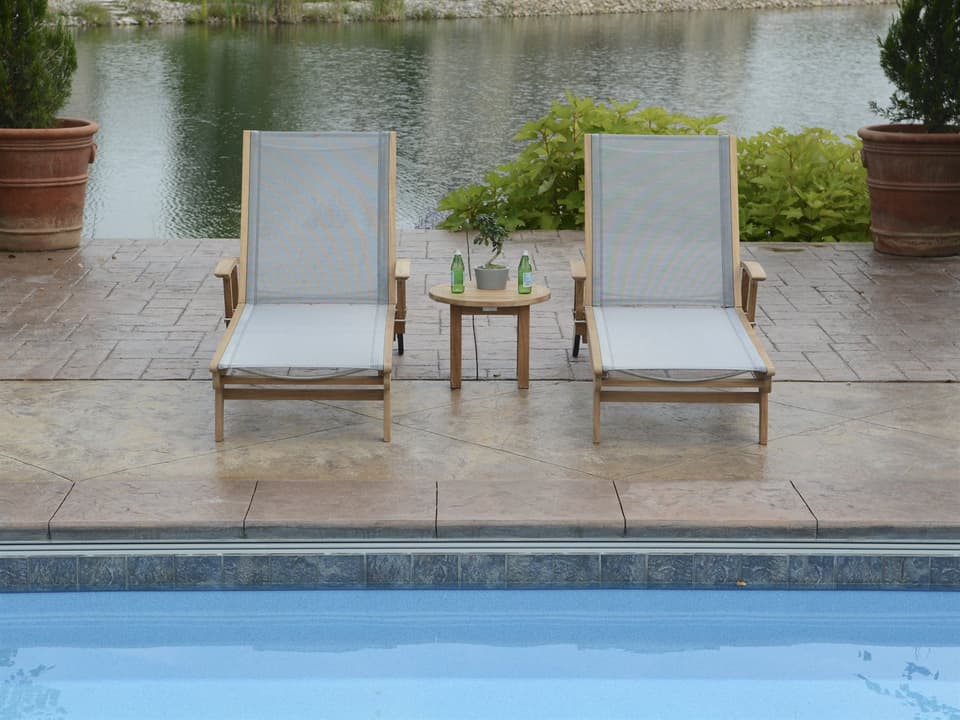 Riviera Sling Natural Teak Patio Lounge Set