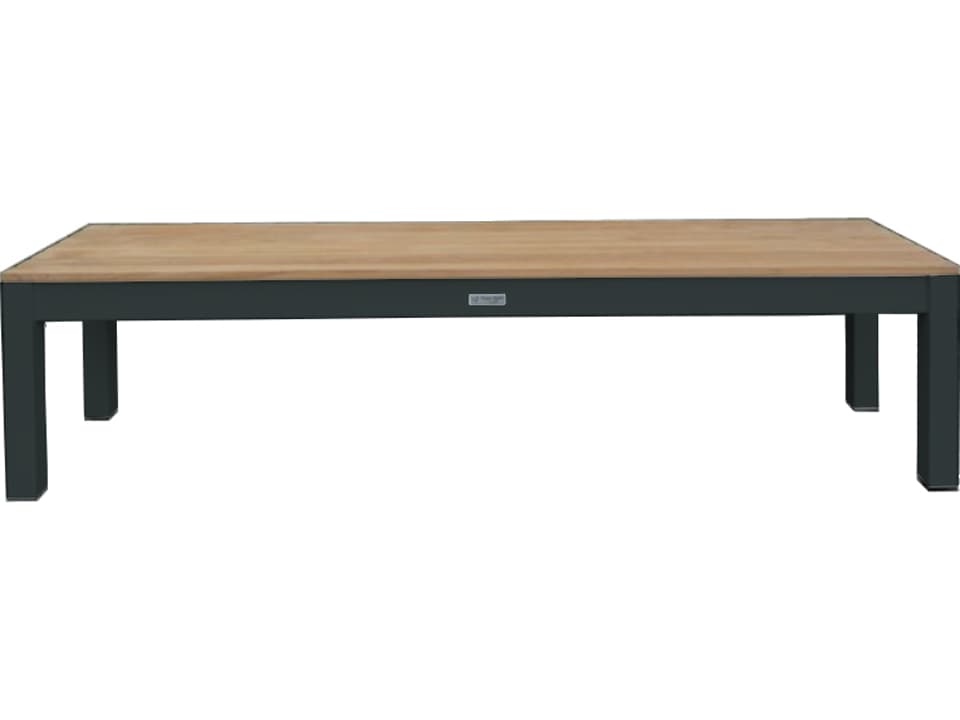 SoHo 65-Inch Teak and Aluminum Backless Bench in Black