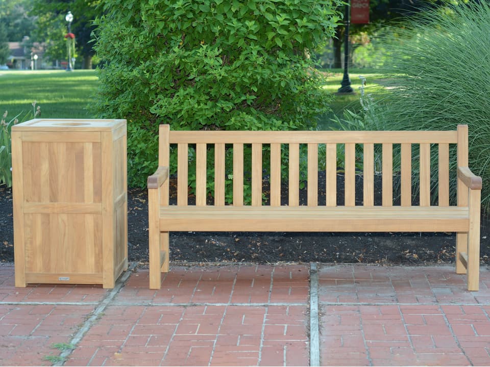 36 Inch Teak Top Load Trash Receptacle with Lid