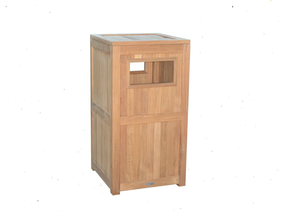 Side Slot Teak Waste Receptacle