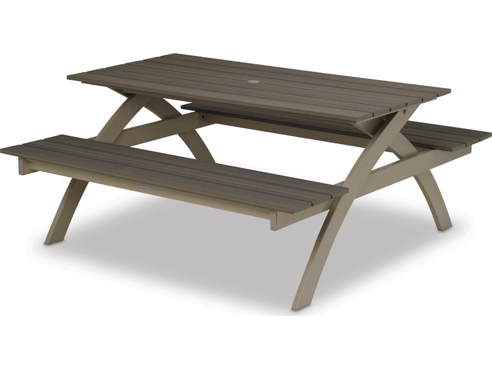 Plymouth Bay MGP Aluminum Rectangular Picnic Table with Umbrella Hole