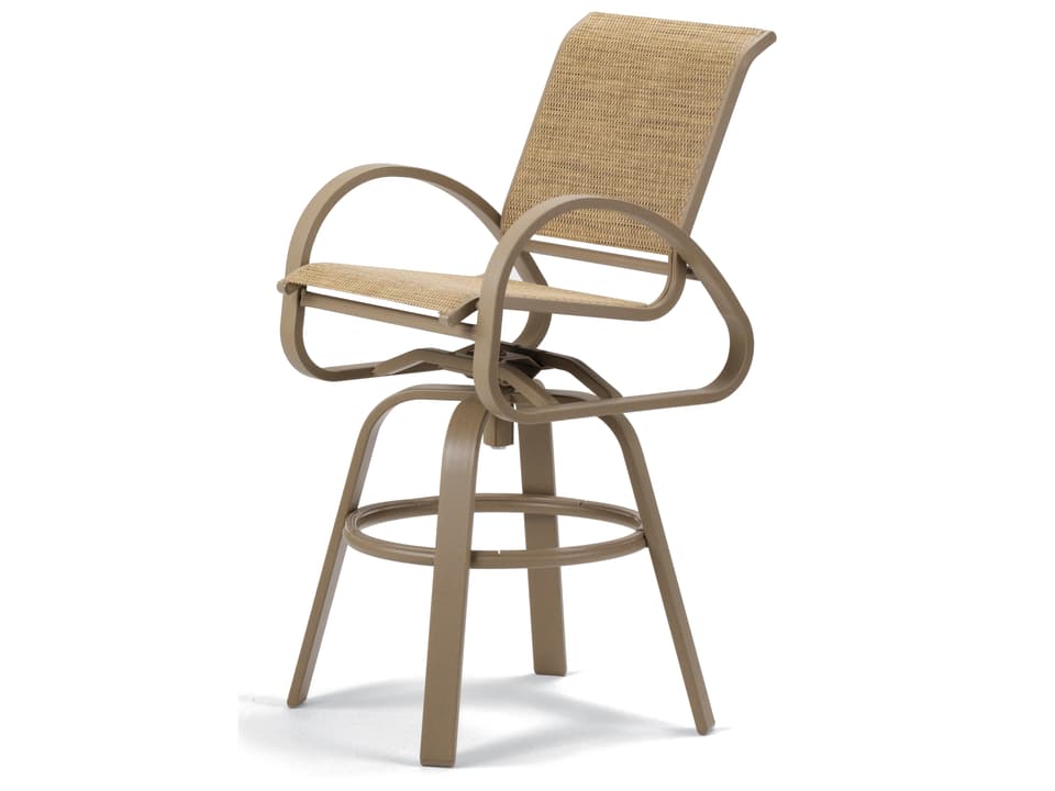 Aruba Sling Swivel Bar Height Cafe Chair in Powder Coated Aluminum