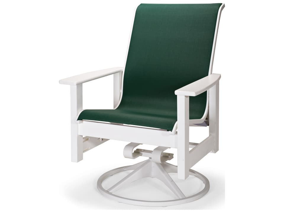 Leeward Marine Grade Polymer Sling Swivel Rocker Dining Arm Chair