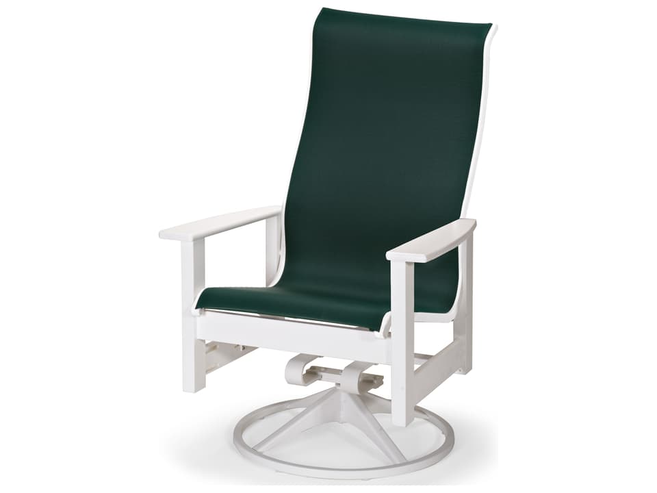 Leeward Marine Grade Polymer Sling Supreme Swivel Rocker Dining Arm Chair