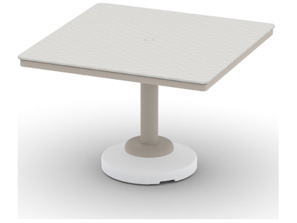 Origins Marine Grade Polymer Aluminum Square Outdoor Patio Dining Table with Umbrella Hole