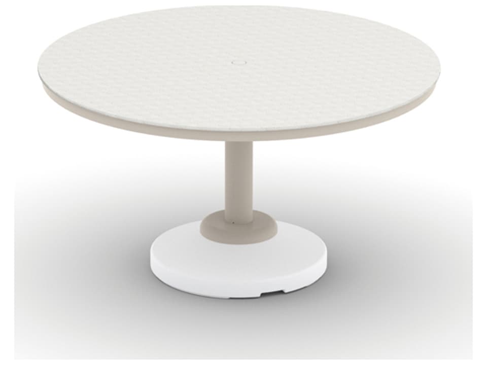 Origins Marine Grade Polymer Aluminum Round Patio Dining Table with Umbrella Hole