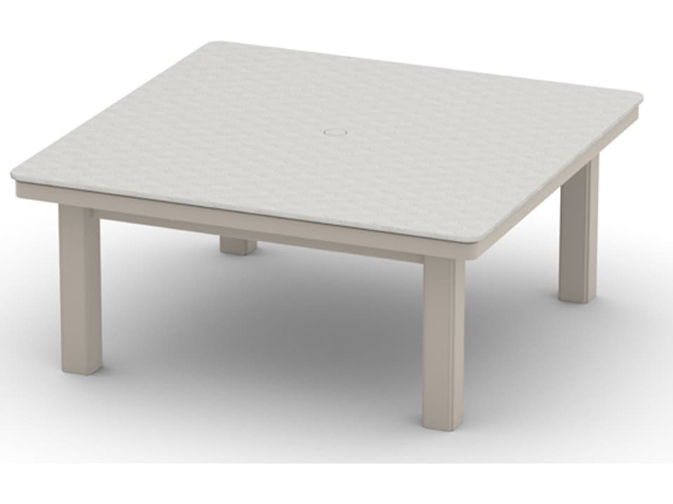 Origins Marine Grade Polymer Aluminum Square Coffee Height Table with Umbrella Hole
