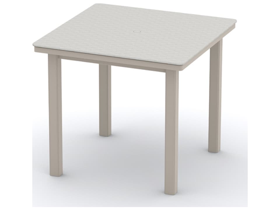 Origins Marine Grade Polymer Aluminum Square Outdoor Bar Height Table with Umbrella Hole