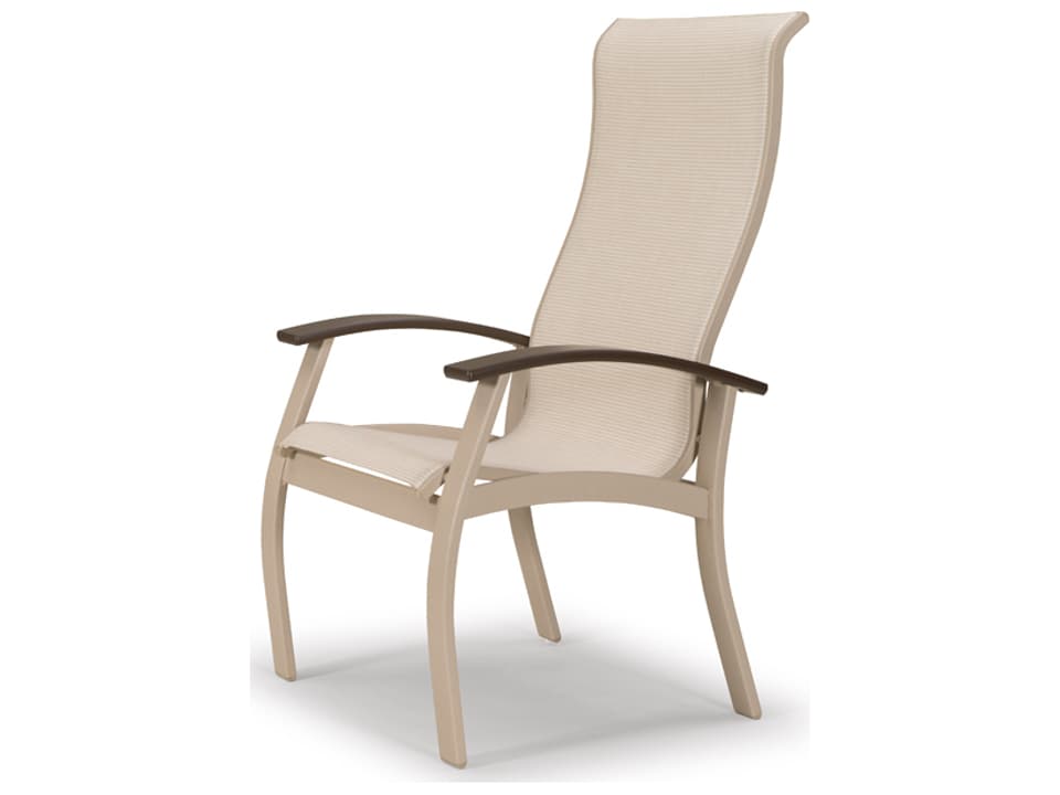 Belle Isle Sling Aluminum Supreme Dining Arm Chair with MGP Arms