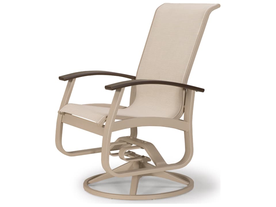 Belle Isle Sling Swivel Rocker Dining Arm Chair with MGP Arms
