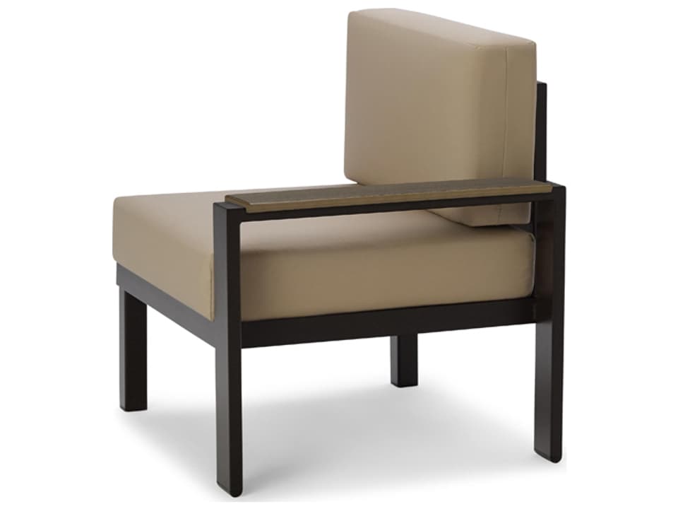 Larssen Cushion Aluminum End Arm Section Outdoor Sectional Component in Powder-Coated Frame