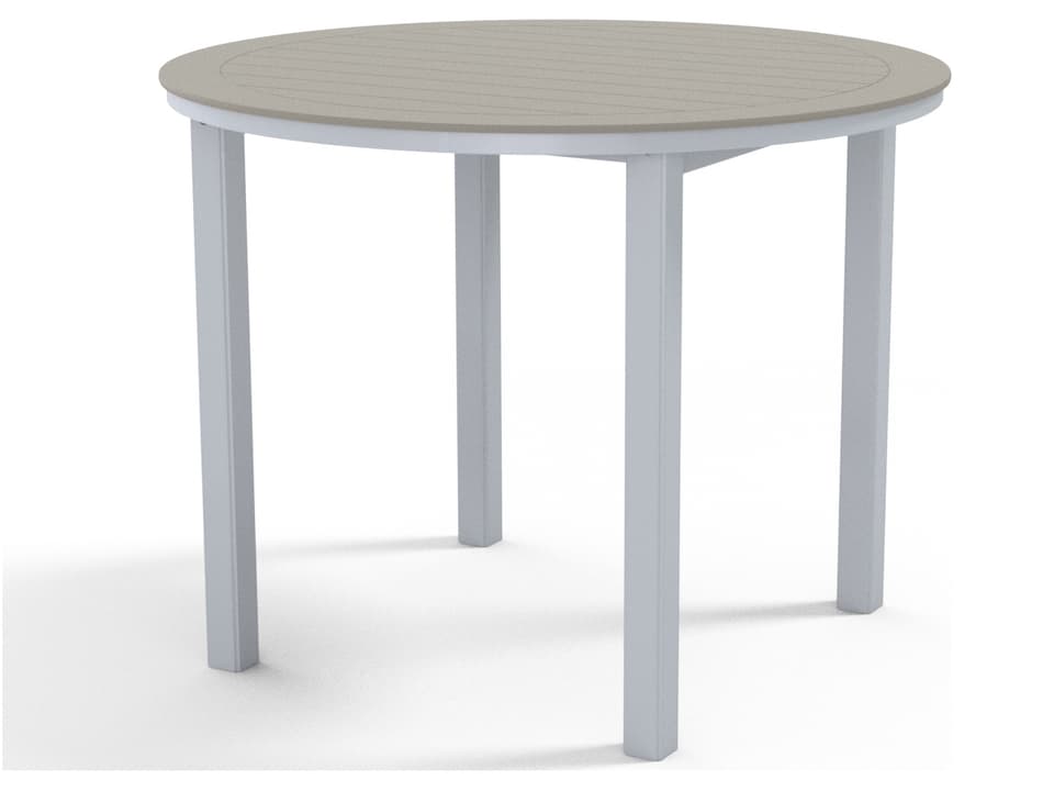 Marine Grade Polymer Round Patio Bar Height Table with Umbrella Hole