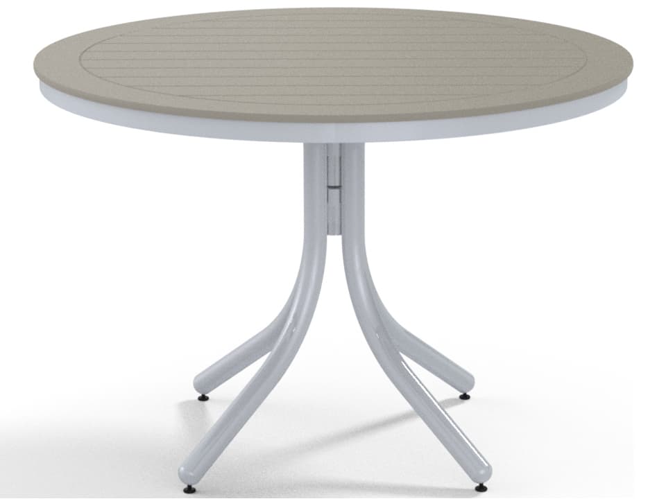 Marine Grade Polymer Round Outdoor Patio Dining Table with Umbrella Hole