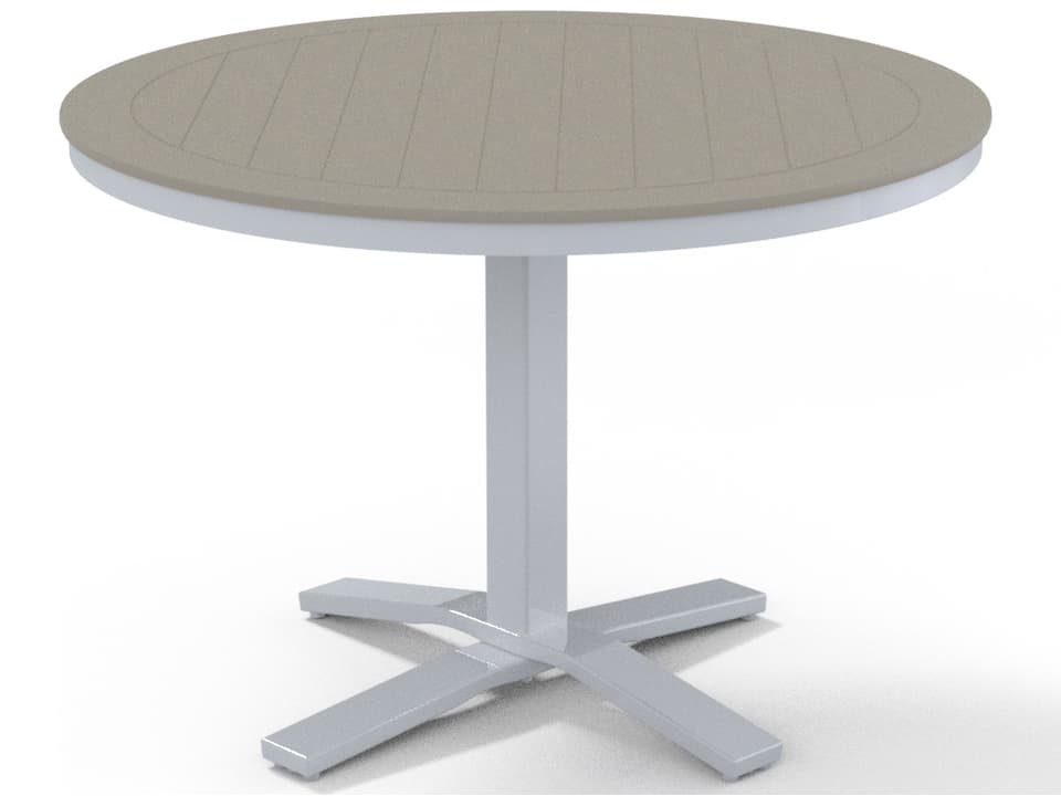 Marine Grade Polymer Round Pedestal Patio Dining Table with Umbrella Hole