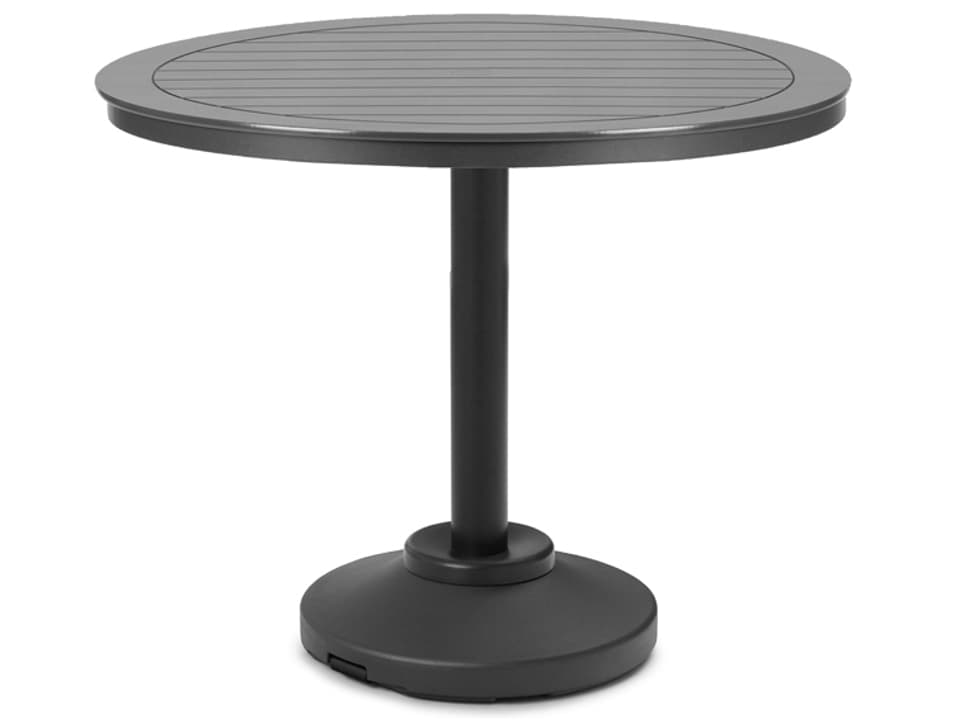 Marine Grade Polymer Round Patio Bar Table with Umbrella Hole