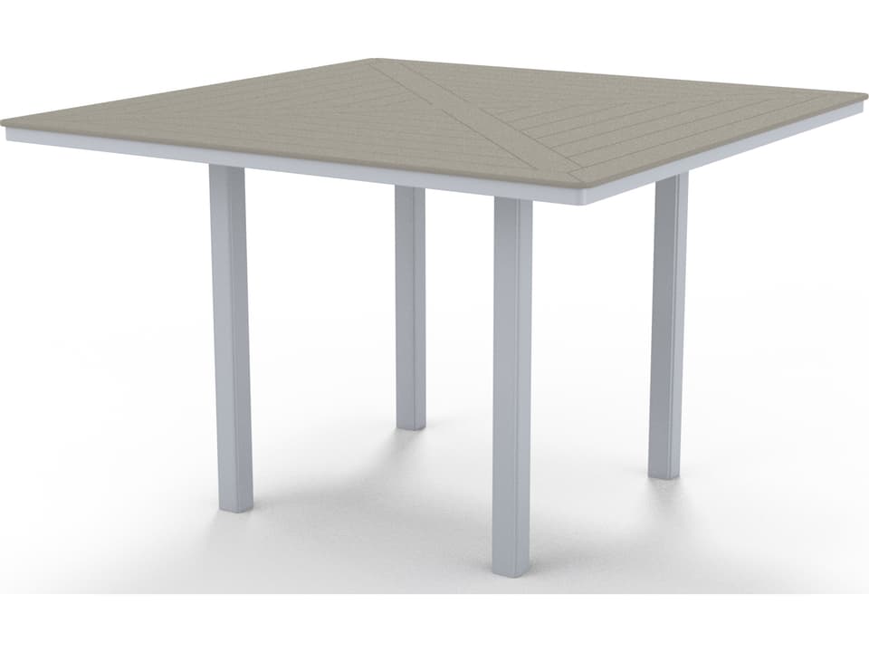 Marine Grade Polymer Square Outdoor Patio Bar Height Table with Umbrella Hole