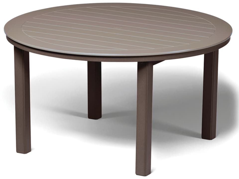 Marine Grade Polymer Round Outdoor Patio Dining Table with Umbrella Hole