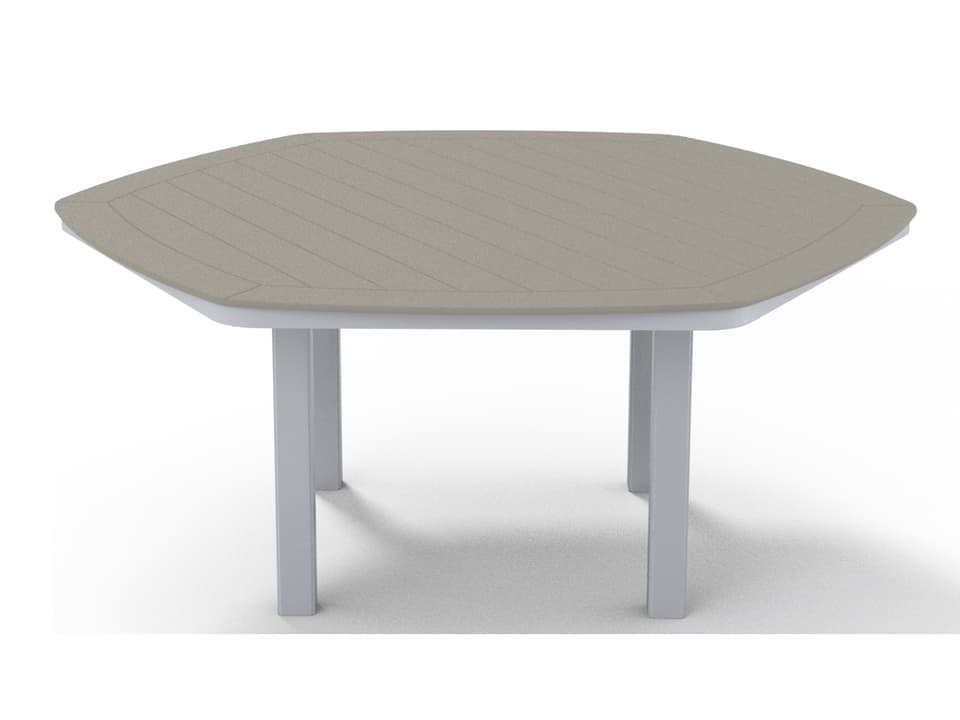 Marine Grade Polymer Hexagon Patio Dining Table with Umbrella Hole