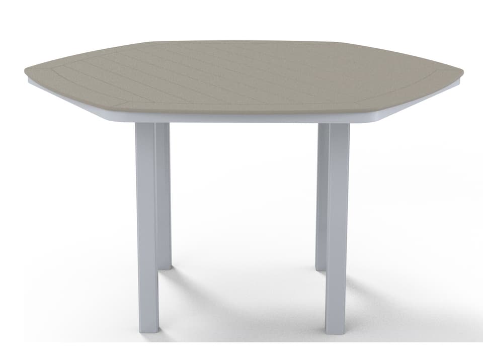 Marine Grade Polymer Hexagon Patio Counter Height Table with Umbrella Hole