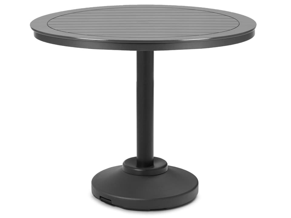 Marine Grade Polymer Round Patio Bar Table with Umbrella Hole