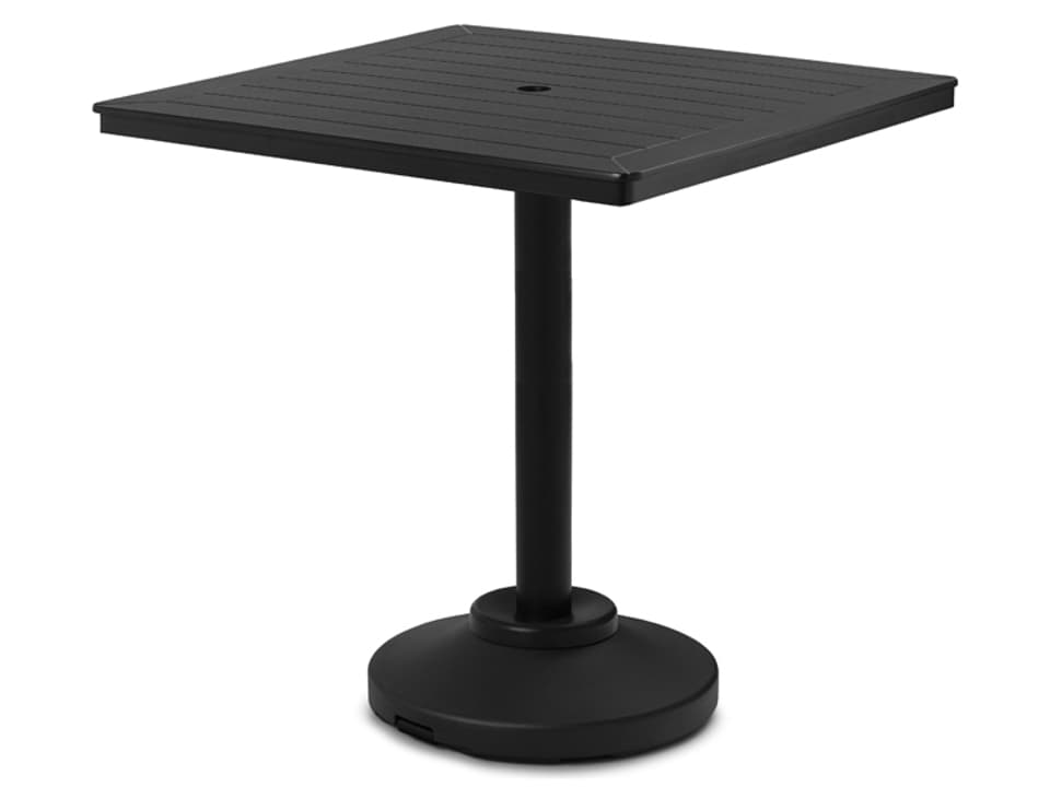 Marine Grade Polymer Square Outdoor Patio Bar Table with Umbrella Hole