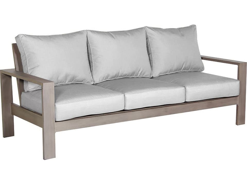 Aruba Aluminum Cushion Sofa with Gray Sunbrella
