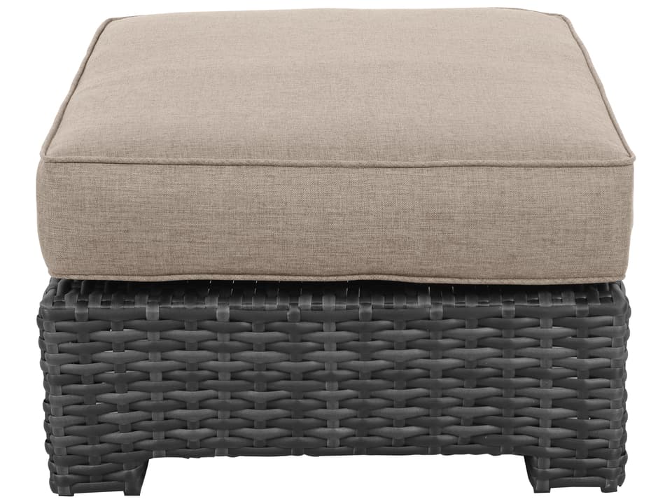 Bora Wicker Ottoman with Olefin Cushion in Wheat