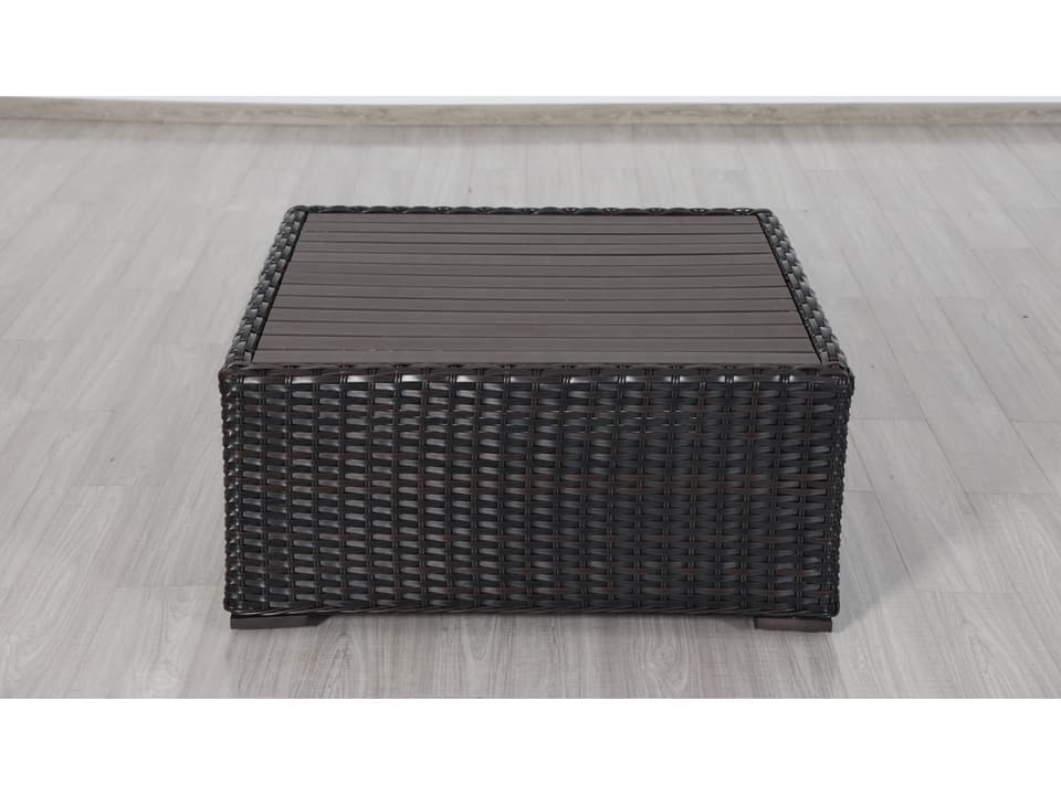Santa Monica 40-Inch Square Wicker Rattan Glass Top Coffee Table