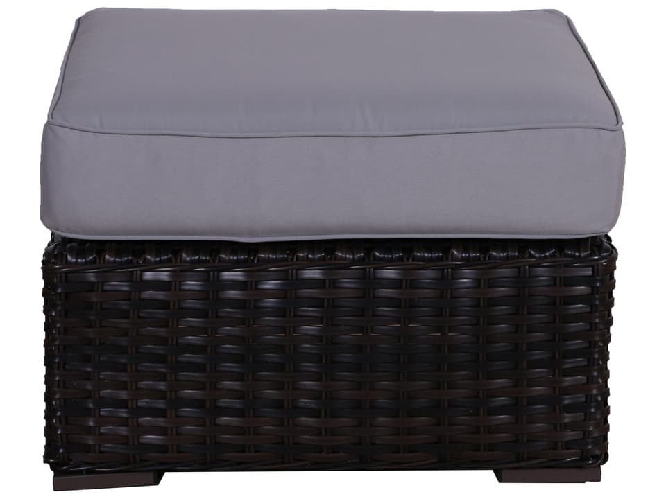 Santa Monica All-Weather Wicker Ottoman with Grey Sunbrella Cushion