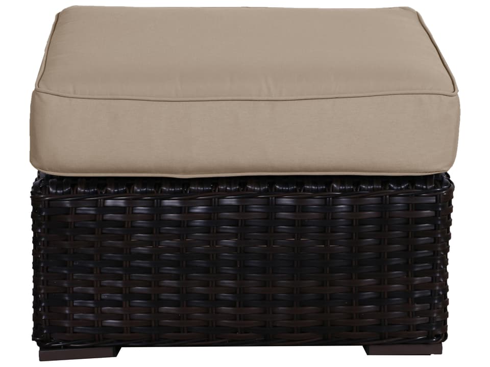 Santa Monica Wicker Rattan Outdoor Ottoman with Wheat Cushion