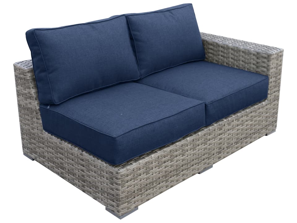 Bali Wicker Loveseat Sofa with Navy Olefin Cushions