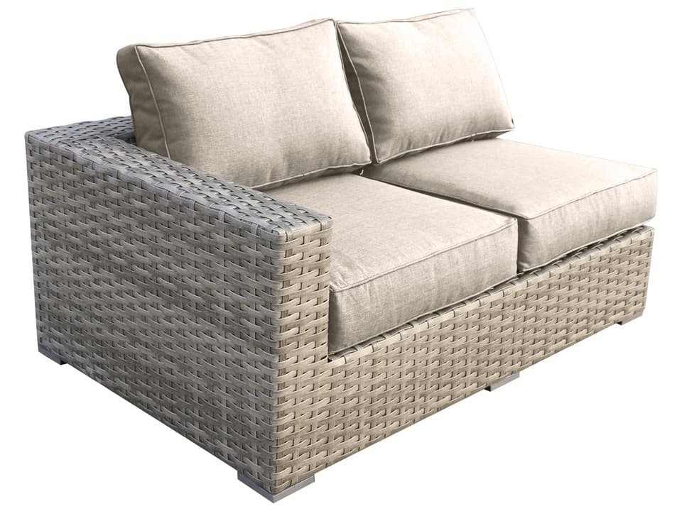 Bali 2-Seater Wicker Cushion Sofa with Light Beige Olefin Cushions