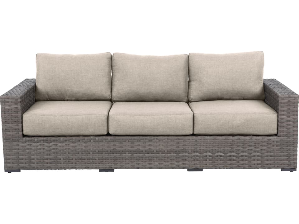 Bali Wicker Cushion Sofa in Silver Grey with Light Beige