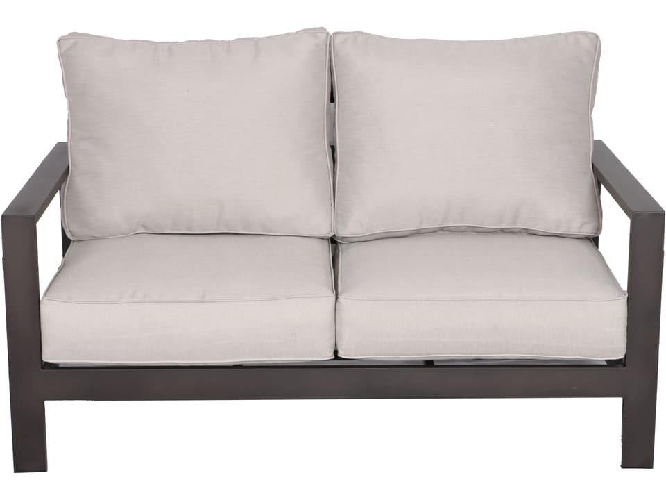 Atlantis 2-Seat Aluminum Outdoor Loveseat with Beige Olefin Cushions