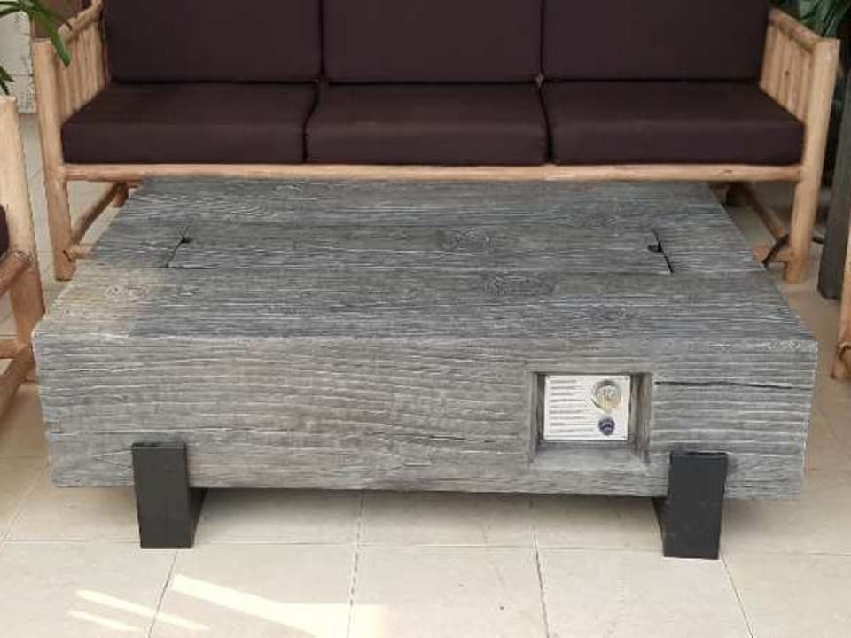Torch Faux Wood Textured Low Rectangular Firepit