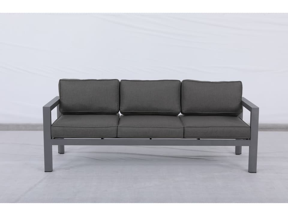 Cabo 3-Seat Aluminum Outdoor Sofa in Grey