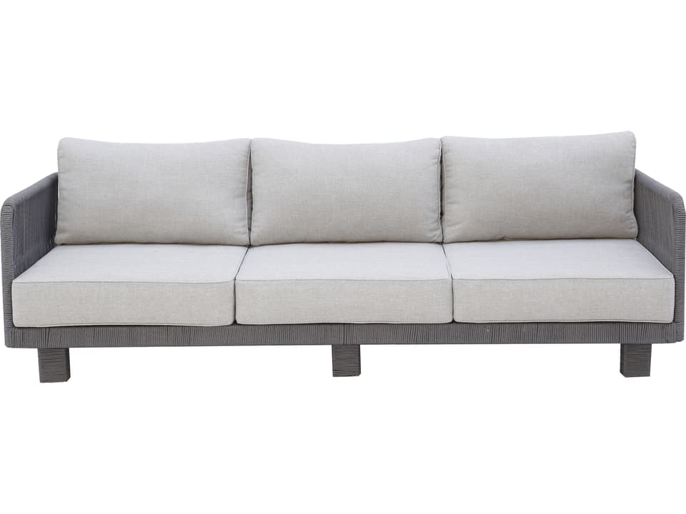 Cancun 3-Seat Outdoor Standard Sofa in Gray with All-Weather Wicker