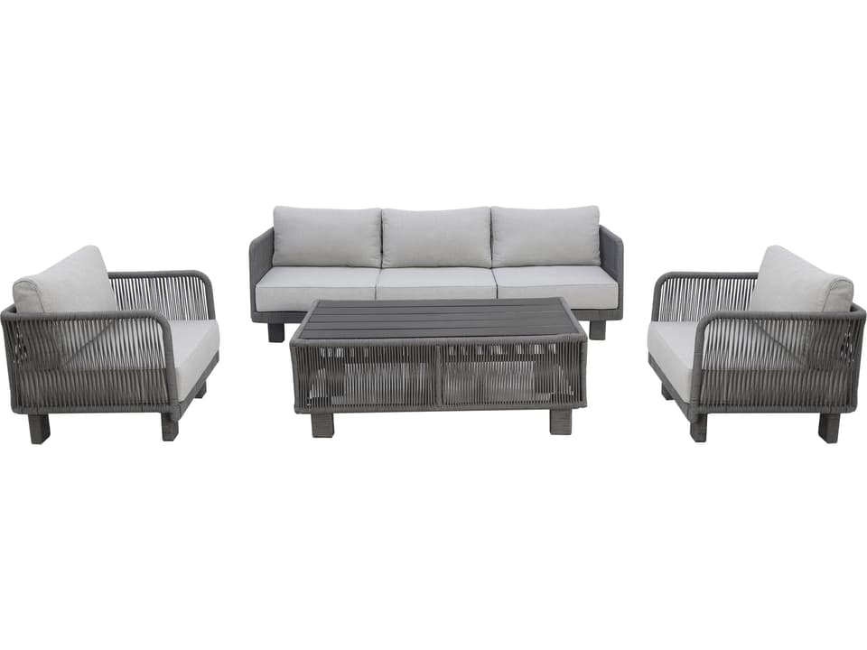 Cancun 5-Piece Outdoor Lounge Set with Rope Design and Olefin Cushions