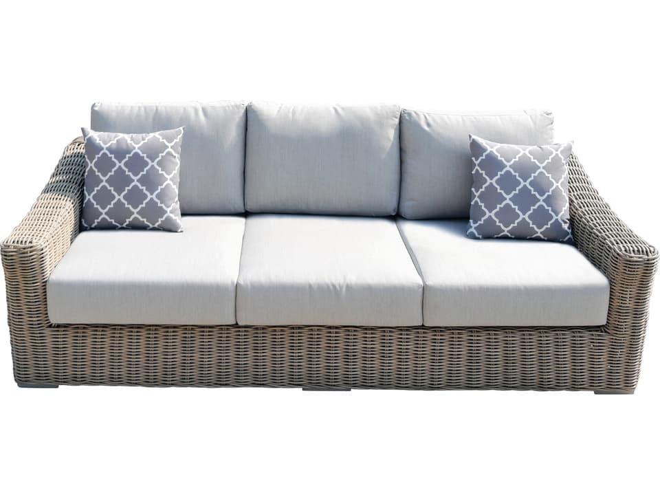 Tulum 3-Seat Resin Wicker Patio Sofa with Olefin Cushions
