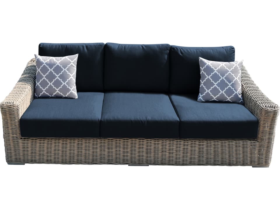 Tulum Aluminum Cushion Sofa with Blue Olefin Cushions