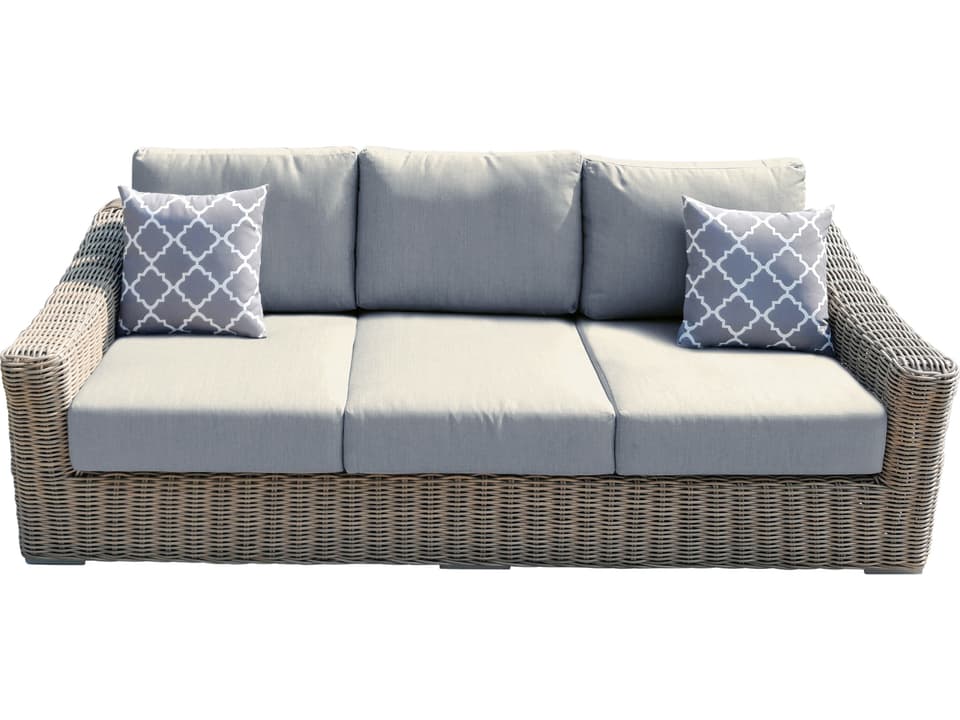 Tulum 3-Seat Aluminum Cushion Sofa with Light Beige Olefin